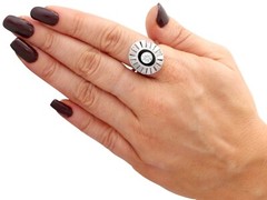 Vintage Art Deco Style Black Onyx and 1.68 ct Diamond 18k White Gold Dress Ring