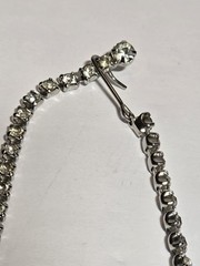 Vintage Silver Tone Clear Rhinestone Necklace Screw Back Chandelier Earring Set