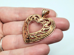 DAVID SIGAL 925 Silver Rose Gold Plated Open Swirl Love Heart Pendant PT4024