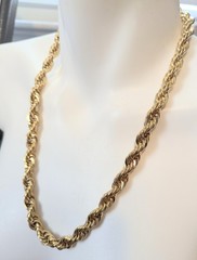 Vtg Signed NAPIER 9mm Thick 24″ Rope Chain Necklace 140gr Gold Tone