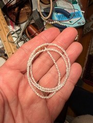 16″ 2 mm Opal bead necklace with 14 k gold clasp