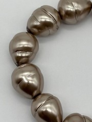 Vintage Roman Bracelet Extra-Large Faux Champagne Baroque Pearls Stretch, Signed