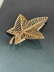 Vintage signed BSK gold tone yvy leaf brooch