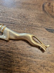 Vtg Jackie Collins Panther Green Jewel Eyes Cat Pin 3¾” Brushed Gold Tone Brooch