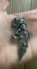 Vintage sterling silver Fairy winged Floral Pendant Pin 925