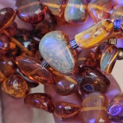 Cognac Amber Nugget Bead Necklace 25″ Long