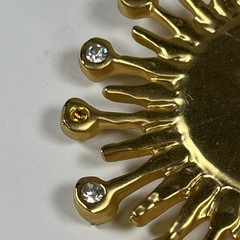 Beautiful Large Sun Face Brooch Rays Rhinestones 2.8″ Modernist