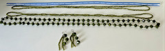 Vintage Long Lightweight Green Triple Beaded Necklace Earring Set