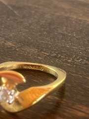18KT HGP Gold Plated Ring Clear Stone Elegant Vintage Style