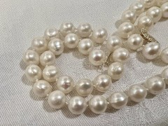 Princess Length White 18” Cultured FW Pearl Necklace 14k Gold clasp 7-8mm
