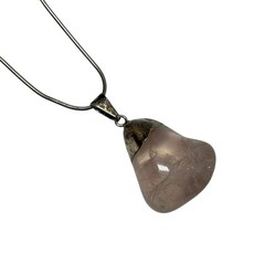 Vintage Sterling Silver Rose / Smoky Quartz Tumbled Stone Pendant Necklace .925
