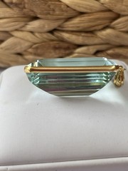 Vtg Faux Aqua Marine Glass Extra Large Pendant