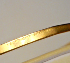 Vintage MARATHON Brushed Gold-Filled Hinged Bangle Bracelet w Cut Decoration