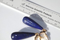 Quality 14K GF 45mm Large Laois Lazuli Tear drop Lever back Earrings