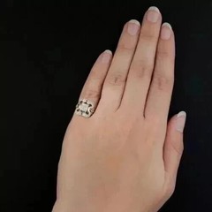 Vintage Art Deco Style Round Lab Created Diamond Engagement 14K Gold Finish Ring