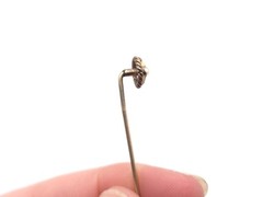 Vintage 14k Solid Gold Pearl Star Setting Circle Stick Pin Hat Pin .9 grams