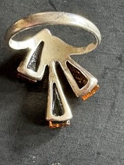 Vintage Ring 925 Amber MCM Size Unknown Sterling