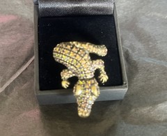 Vintage Alligator Statement Ring-Multicolor Gemstones-size 10.5