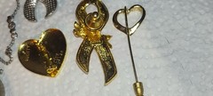 Vintage Lot Of 8 Brooches Pins Necklace Key Etc. 1 Avon And 1 Variety