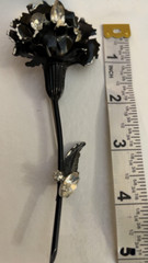 Francois by Coro Large Black Enamel and Cubic Zirconia Brooch/Pin