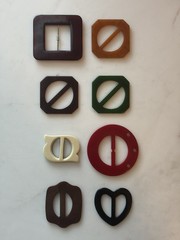 Lot of 8 Vintage 1930s Art Deco Bakelite Catalin Belt Buckles Scarf Slides⁠