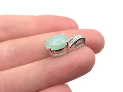 Vintage 14k White Gold Icy Jade Jadeite Diamond Pendant Slide Signed- 2.1 grams