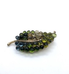 Lauren Conrad Brooch Glass Beads Leaf Multi-Color 2.5”
