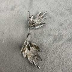 Vintage Judy Lee Brooch Clip On Earrings Set Silver Tone Leaf Signed