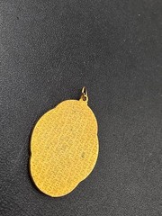 Vintage Cloisonné Enamel Asian Lady Pagoda Scenic Pendant Gold Tone Charm Estate