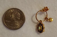 Signed MMA & CN – Single earring – goldtone – Enamel & Faux Stone