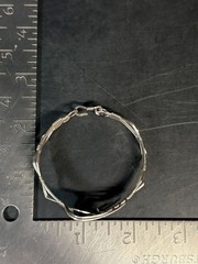 Vintage 950 Sterling Silver Black Onyx Wire Bracelet Handmade Modernist 5.5″