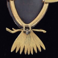 Vintage Articulated Owl Pendant Necklace Amber Lucite Eyes Wings Tail Gold Tone