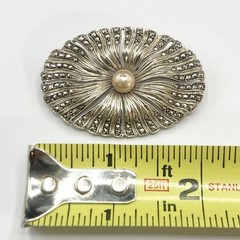 21.8 Grams Antique Art Deco 935 Sterling Silver Marcasite Floral Brooch Pin