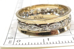 Antique Deco 1920’s 14K Two Tone Eternity Wedding Band Size 8.5 UK-Q1/2 EGL USA