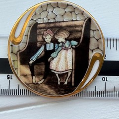 Vintage P Buckley Moss Friendship Porcelain Brooch Anna Perenna 1993 Pendant