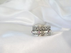 Vintage Sterling Silver 925 Natural Amethyst Spin Spinning Vine Ring 9.5