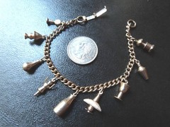 Vintage 1950s 60s Charm Bracelet Silver Tone 7 Inches Airplane Propeller Turns