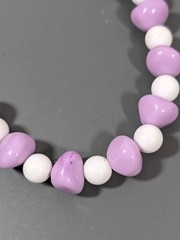 Vintage Purple White Lucite Beaded Necklace Lilac MCM 26 inches Lavendar