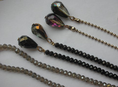 2- ANTIQUE ART DECO GLASS BEADED NECKLACE 46 INCHES LONG FLAPPER BOHO CHIC