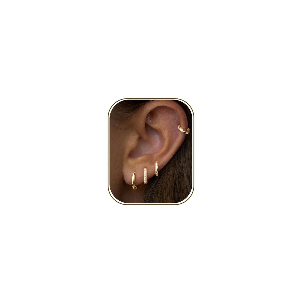 Gold Hoop Earrings for Women Trendy 14K Gold Plated Small Huggie Cartilage Hy…