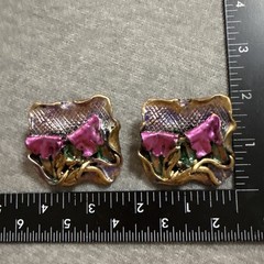 Big Bold Vintage 1980s Memphis Polymer Clay Clip On Earrings Abstract Metallic