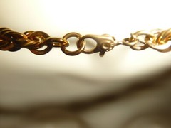 MONET SIGNED HEAVY GOLD TONE 11″ TWISTED ROPE CHAIN 1/4″ W NECKLACE #23/5A