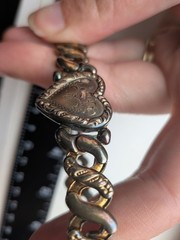 VTG WWII 1940s LaMode Sweetheart Heart Expansion Bracelet Precious Metal Petina