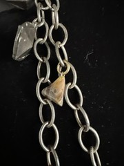 Vintage Silver Tone Chain Charm Necklace With Gemstones