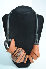 Unique Vintage Terracotta Clay Pottery Choker Necklace on Black 17 inch Cord