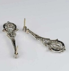 Art Deco Style Pear Cut Lab Created Diamond Wedding 14K White Gold FN Earrings