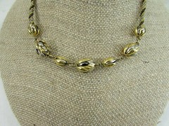 Vintage Lind Gal LG Rope Necklace Black Gold Tone 52631