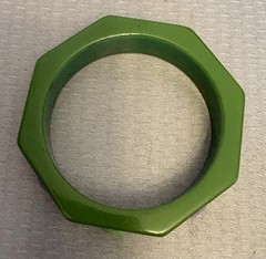 Vintage Bakelite Bangle Green Octagon Inlay Polka Dots Bracelet TESTED