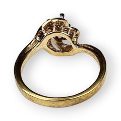 Solitaire White CZ Bypass Ring High Profile Gold Filled Pinwheel Vintage 7.75