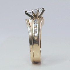 Vintage 14k Yellow Gold 9 Stone Diamond .66ctw Wedding Set Lady’s Ring Size 4.5